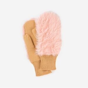 Verloop -Faux Fur Mittens-Carmel/Blush